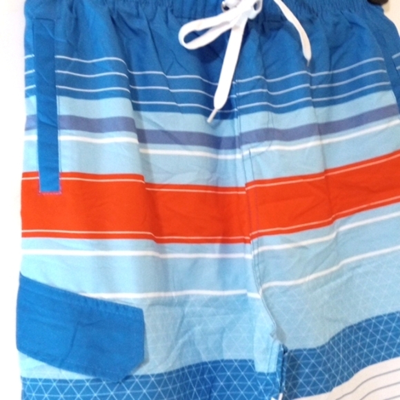 SLOOSH BOYS BLUE WHITE STRIPE MESH LINED SWIM TRUNKS SURF SHORTS SIZE 14-16 NWOT - Picture 3 of 7